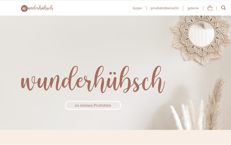 Einblick in den Webshop wunderhuebsch.at - Startseite