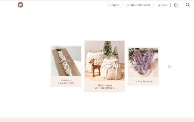 Einblick in den Webshop wunderhuebsch.at - Produktkarusell